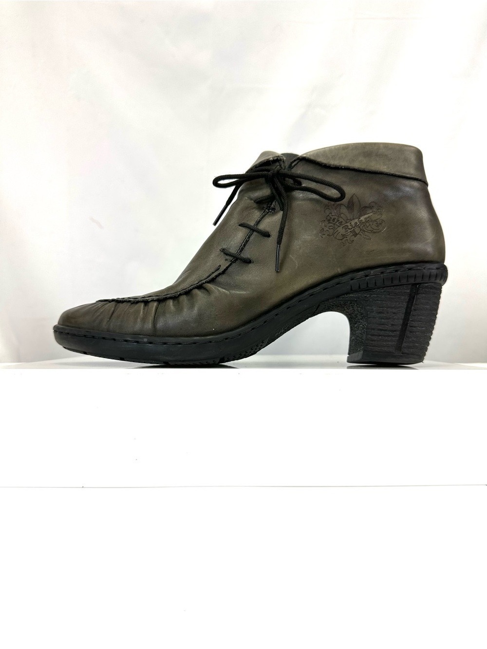 Rieker Anti Stress Rebecca Granite Grey Leather Zip Booties Size 40 Comfort